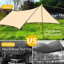 1 Stück atmungsaktives Sonnenschutznetz, 1 Stück hochdichtes atmungsaktives Sonnenschutznetz - Kunststoff-Außenbeschattungsstoff für Terrasse, Picknick, Carport, Garten, Balkon und Korridor-Kühlüberdachung - Beige - Übersicht 9