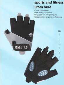 1 双女式轻质露指运动健身手套，透气防滑防老茧，适用于健身器材训练、瑜伽、骑自行车、锻炼 - 彩色 - 查看 4