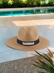 1PC Of Customized Straw Hat For Men And Women During Summer Travel, With Customized Names, Personalized Straw Hats With Names, Customizable Straw Hats, Customized Valentine's Day Gifts, Unisex, Men And Women's Style Straw Hats, Customized Straw Hats For Beach Travel That Can Be Worn For Shade,Durable,Colorful,Cute,Adorable,Funny,Y2K,Stylish,Casual,Cuties,Custom,Personalized,Unique,Customized,Ideal Gifts For Him,Ideal Gifts For Her,Her,Girlfriend,Friends,Children