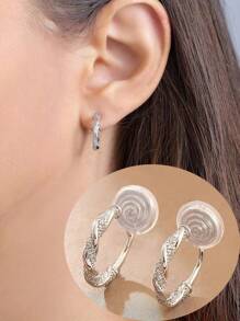 1 Pair Fashion Zirconia Circle Copper Earrings For Women, Clip-On No Piercing High-Quality Shiny Earrings Suitable For Daily Wear