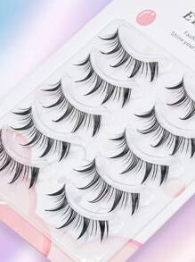 5 nuevos pares de pestañas postizas naturales, suaves y gruesas, transparentes y con tallo, de estilo de dibujo animado demoníaco, ideales para ojos grandes y maquillaje de cosplay - Negro - Ver 3