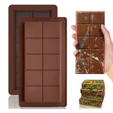1/2/3pcs Thick Chocolate Bar Silicone Mould, Heat Resistant Non-Stick Chocolate, Candy, Mousse, Cake Decoration Baking Mould, DIY Handmade Soap, Candle, Epoxy Resin Crafts