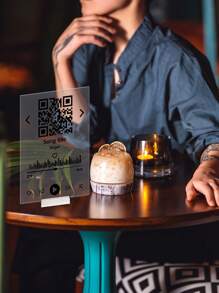 1pc Can Customize Transparent Acrylic QR Code Identification Place Dedicated Display, Suitable For Listening To Music - Multicolor - View 2