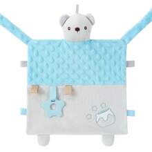 可定制名字刺绣个性化婴儿舒适毯、柔软毛绒婴儿奶嘴、口水围兜、咀嚼和摇铃出牙安全毯，适合睡眠 - 彩色 - 查看 10