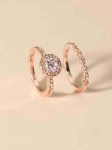 1pc Fashionable Rhinestone Decorative Ring - Rose Gold - View 1