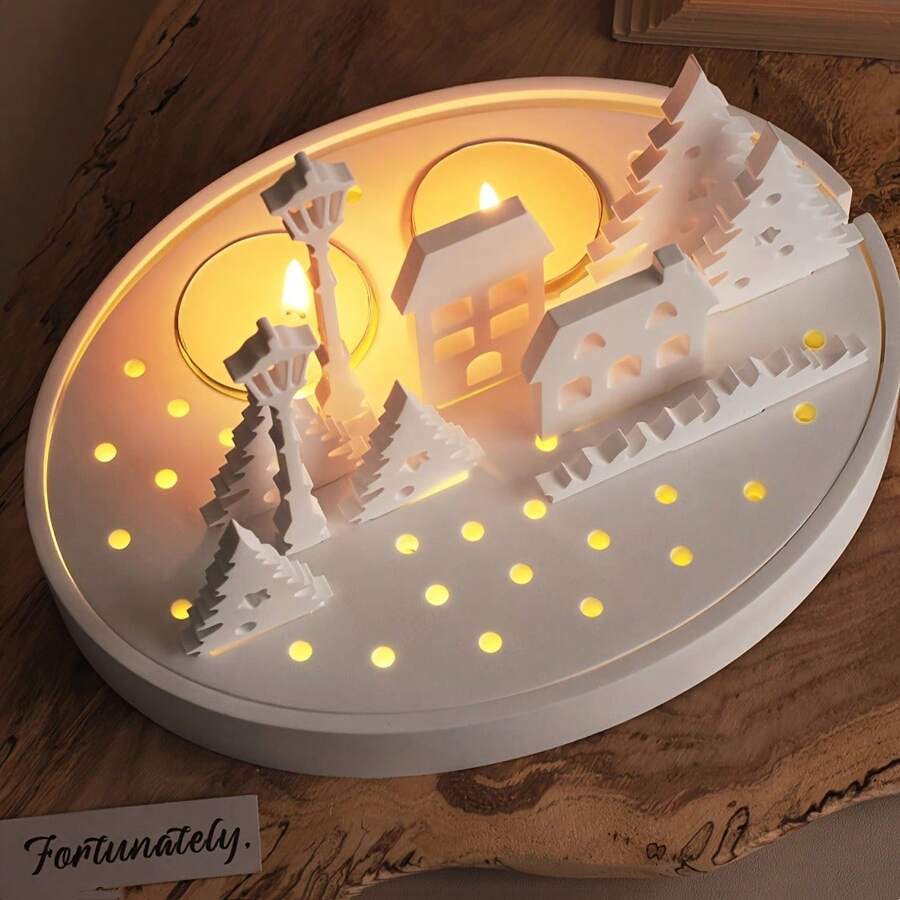 1 件装 DIY 手工路灯烛台模具，轻松脱模空心树屋路灯轮廓石膏树脂铸造模具，适用于节日家居装饰 - 白色 - 查看 1