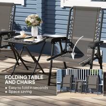 Outsunny 3 Pieces Garden Bistro Set, Folding Table And Chairs Set, Metal Garden Furniture Set With Cup Holders For Outdoor, Patio, Balcony