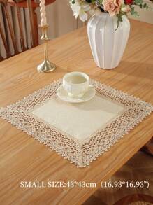 1 件缎面提花桌旗，精致水溶性刺绣蕾丝花边，简约高端，适合所有季节，可用作厨房/餐桌旗、餐垫、野餐垫、礼物、橱柜围巾、家居装饰、家庭聚会、节日装饰，适用于室内/室外、别墅、派对、婚礼装饰、装饰、户外家具系列，尺寸可选 - 卡其色 - 查看 4