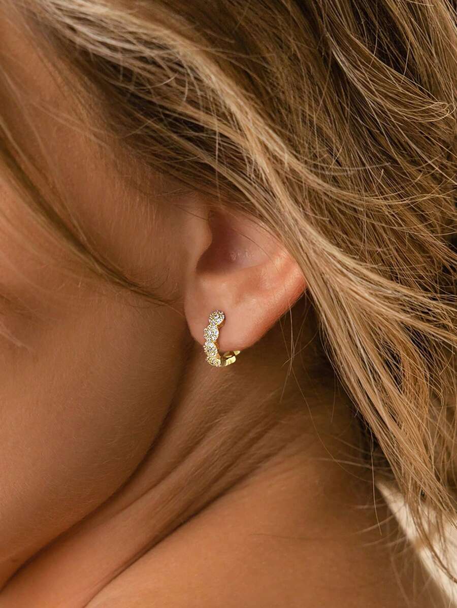 1pair Retro Hollowed Out Zirconia Hoop Earrings For Women S925 Sterling Silver Fine Ladies Jewelry Gift Exquisite Party Gifts