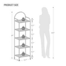 HEXCELEN Bookcase Bookshelf, Tempered Glass Bookshelves, Slim Shelving Unit For Bedroom, Bathroom, Home Office, Steel Frame, Home Decor, 4 Tier,5 Tier, 6 Tier Gold - 金色 - 查看 9