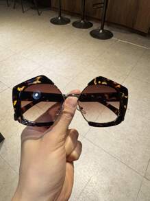 1 件装海滩休闲聚碳酸酯时尚眼镜，多边形镜框，金属铰链，适合驾驶、酒吧、夜总会、生日派对佩戴 - 彩色 - 查看 12