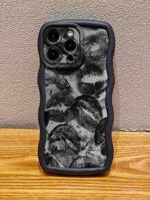 1 Stück schwarze Lippen Muster gewellte Schutz Handyhülle kompatibel mit IPhone/Galaxy/Infinix/Redmi/OPPO/VIVO/Itel/Tecno/MOTO