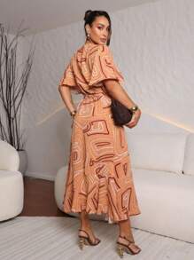 DUNA FLORAL ENVELOPE DRESS WITH SLEEVES