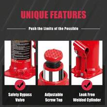 Gato de Botella hidráulica soldada con Molde de soplado, Estuche de Almacenamiento, 2 toneladas (4 Libras) Capacity, Rojo - 2 toneladas (4000 libras) - Ver 3
