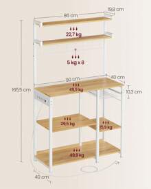 VASAGLE Baker's Racks - Doré Chêne and Blanc Nut - View 6