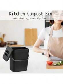 Small  Trash Can, Hanging Small Trash Can With Lid Under Sink For Kitchen,Food Waste Bin ,Mountable Garbage Can Bathroom - Black - View 5