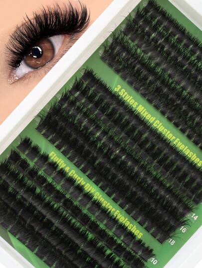 Hinarin 275 chiếc D Curl Volume Lash Clusters 80D + 100D + 180D Mi lẻ, Mi cụm dày, Mi cụm 10-18MM, Mi lẻ, Mi cụm mỏng