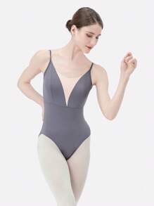 DonsGirl Bộ đồ múa ba lê hở lưng chữ V sâu thanh lịch gợi cảm dành cho nữ - Lý tưởng cho trang phục biểu diễn, tập luyện hàng ngày, luyện tập ba lê và tập thể dục thể thao - Xám - Xem 5