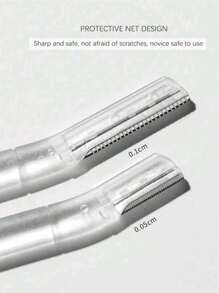 2pcs/Set Safety Eyebrow Trimmer & Shaver, Exfoliating Dermaplaning Tool, Body Hair Removal Trimmer And Face & Eyebrow Razor Set Long Handle Safety Blade With Precision Cover Women Eyebrow Shaping Tools Suitable For Or Travel Use