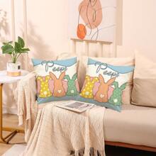 1/2 Vỏ gối sofa hình thỏ Phục sinh, Vỏ gối in polyester độ nét cao, Vỏ gối trang trí phòng khách hình thỏ Phục sinh, Trang trí phòng ngủ, Trang trí sofa, 17,7*17,7 inch/45X45cm (Không có ruột gối) - Nhiều màu - Xem 13
