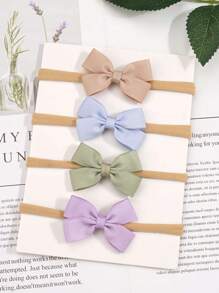 20pcs Random Minimalist Bow Hair Accessories, Soft Nylon Elastic Hair Bands For Kids & Babies - Multicolor - View 6