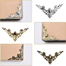 20 件金属书角保护套，3 种颜色铁质护角盖，复古古董书本剪贴簿角保护套，菜单相册角装饰保护套，适用于桌面珠宝盒礼物 - 彩色 - 查看 8