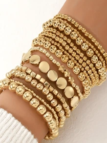 13-6pcs/Set Boho Style Beaded Bracelet Set For Women, Minimalist Star & Round Bead Design, Lightweight & Elegant, Suitable For Daily Wear And Party, Ideal Jewelry Gift For Girls
