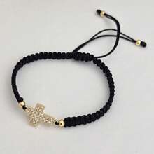 1pc Fashion Religious Cross Braided Bracelet, Suitable For Daily Wear/Festival Gift - Style1 - View 4