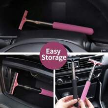 1 Piece Retractable Car Rearview Mirror Windshield Wipers, Portable Water Cleaner Tool With Telescopic Long Rod, Rain & Fog Weather Universal Auto Parts For Car Rearview Mirror, Windshield, Glass & Shower Cleaning, Pink Handle - Multicolor - View 8