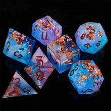 Handmade Bi-Color Resin Dice Set, Suitable For Role-Playing Games With Starry Sparkle And Precise Edge, Suitable For Teenagers Aged 14+, A Perfect Gift For Birthday Or Christmas - Multicolor - View 1