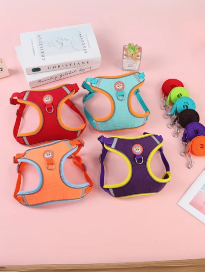 Coleira Peitoral Cachorro E Gato, Conjunto De Guia + Coleira Tipo Colete Para Pet Pequenos E Médios