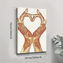 1pc Framed Canvas Wall Art, Heart Hands Gestures Art Print Canvas Poster, Ideal Gift For Bedroom Living Room Hallway Dorm Wall Decor