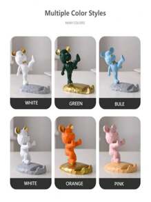 1 Pc Cartoon Bear-Shaped Mobile Phone Holder Decoration, Compatible With Smartphones And Tablets, Suitable For Desk, Bedside, Living Room, Study, Bedroom, Gift Gifts Birthday Graduation - Multicolor - View 5