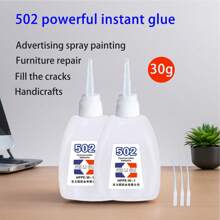 Cola Forte 502 Genuína Adesivo Multifuncional Reparo de Móveis Cola de Madeira Spray de Publicidade Pintura Bambu Madeira Cerâmica Artesanato Plástico Frasco Grande Cola Instantânea 502 Voltar às Aulas - Multicolorido - Visão 7