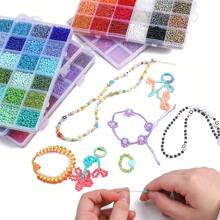 36400 件/5200 件 3 毫米玻璃种子珠首饰制作套件用于 DIY 友谊手链、项链、耳环、戒指、首饰配件、工艺品制作（颜色随机）