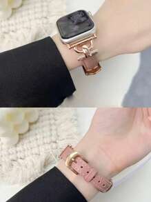 1 chiếc dây đeo đồng hồ tương thích, dây da hẹp dành cho nữ, thiết kế da đính chữ D bằng kim loại, mềm mại và thoải mái, phù hợp với các kích thước 40/41/42/44/45/46/49mm, cũng tương thích với Apple Watch Ultra 3/2/1/SE/10/9/8/7/6/5/4/3/2/1, phong cách giản dị và thời trang cho mùa xuân/hè, phụ kiện - Hồng - Xem 12