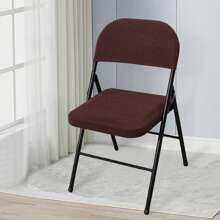 Juego de fundas para asiento y respaldo de sillas de comedor plegables, color liso, jacquard elástico, para decoración del hogar - Marrón Chocolate - Ver 2