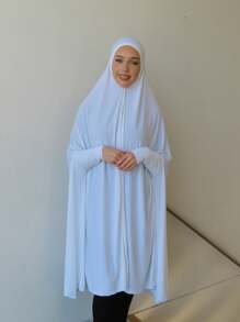 1 Peça Acessório Abaya Feminino, Véu Grande Macio e Liso para Cobrir o Queixo, para Peregrinação, Lenço de Cabeça Turbante com Mangas