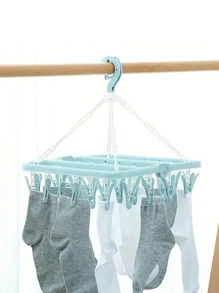 1 st. 32-clips opvouwbaar droogrek voor ondergoed, sokken, buiten- en balkongebruik - een ruimtebesparende, stroomloze hangende waslijn
