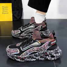 男士休闲时尚运动户外登山鞋，一脚蹬，增高，休闲运动鞋 - 黑與白 - 查看 9