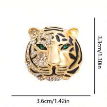 Vintage Tiger Year Chinese Zodiac Tiger Head Brooch, Suit/Blazer Fierce Tiger Pin, Unique Personal Accessory For Unisex, Versatile - Tiger Head Brooch - View 7