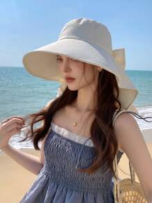 1 件装 2025 新款夏季防紫外线太阳帽带颈罩女士百搭时尚宽边防晒帽