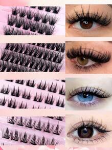 MAANGE 全新 1026 簇 CC 卷曲漫画睫毛和自粘睫毛礼品套装，满足美丽女性的所有需求，带自粘睫毛的单独睫毛延长套件，含 2 件睫毛镊子 + 2 件睫毛夹 + 20 件睫毛梳 + 20 件唇刷 + 6 件化妆刷，DIY 塔尖麦穗假睫毛