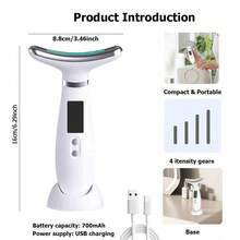 1 件面部和颈部按摩器，6 种模式（加热、振动、冷却），适合作为礼物，适合家庭和旅行使用 - 彩色 - 查看 7