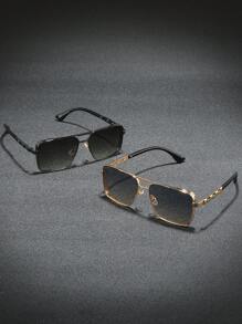 1 副男士金属框方形时尚眼镜，百搭街头风格 - 35050 - 查看 5