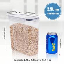 THELIFE 4入組穀物儲存容器套裝，塑料密封食品容器，共84.5液體盎司，適用於穀類、零食、麥片、糖和其他食品。附帶1張貼紙和記號筆標記。 - 白色 - 查看 2