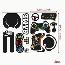 2 件游戏玩家墙贴贴纸夜光墙贴游戏墙贴游戏控制器墙贴游戏室装饰视频游戏贴花适用于男孩儿童女孩卧室游戏室墙壁装饰……（绿色） - 綠色 - 查看 3