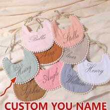 1pc Personalized Embroidery Name Baby Bib, Decorate & Gift For Baby Boy/Girl - Multicolor - View 3