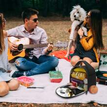 1 件防水隔热午餐袋，8L 大容量午餐盒，便携式冷藏袋，带手柄和拉链，适合旅行、工作、学校 - 送给女士的礼物，送给男士的礼物 - 黑色 - 查看 8