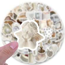 101 张白色美学贴纸乙烯基美学贴纸、贴花、剪贴簿、日记、保险杠、滑板、水瓶、卡通、安全帽、汽车贴纸 - 彩色 - 查看 5